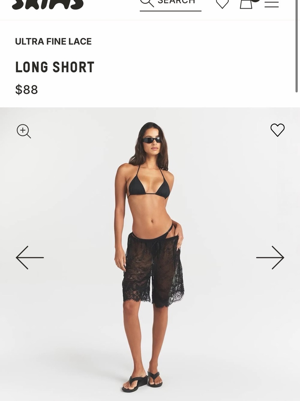 SKIMS Black Ultra Fine Lace Long Short Cover-Up